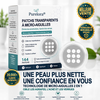 ✨Patch 2-en-1 Purelora® : Microneedle & Hydrocolloïde🍀 | Élimine les grains de beauté en relief, les verrues planes et les acrochordons | Aide à atténuer les rides, les cicatrices et les imperfections | Patch invisible adapté au visage et au corps