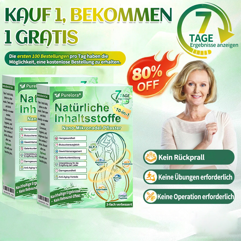 💖𝑶𝒏𝒍𝒊𝒏𝒆-𝑨𝒑𝒐𝒕𝒉𝒆𝒌𝒆💖 | 🌱 Purelora® 10-in-1 Natürliches Inhaltsstoffe Nano-Mikronadel-Pflaster ✅ Unterstützt Gewichtsmanagement, Herz-Kreislauf-Gesundheit, Blutzuckerbalance, Schlaf, Darm- & Gelenkfunktion – strafft die Haut und steigert die Energie.