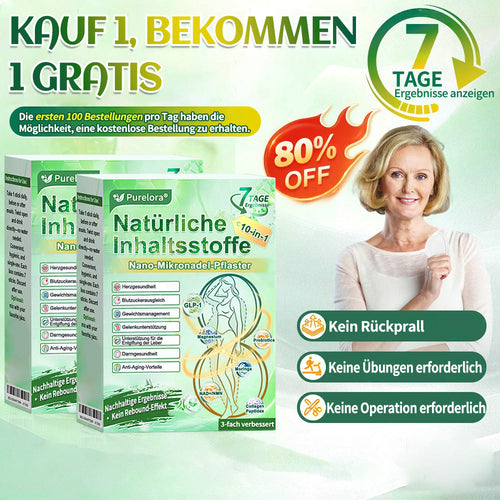💖𝑶𝒏𝒍𝒊𝒏𝒆-𝑨𝒑𝒐𝒕𝒉𝒆𝒌𝒆💖 | 🌱 Purelora® 10-in-1 Natürliches Inhaltsstoffe Nano-Mikronadel-Pflaster ✅ Unterstützt Gewichtsmanagement, Herz-Kreislauf-Gesundheit, Blutzuckerbalance, Schlaf, Darm- & Gelenkfunktion – strafft die Haut und steigert die Energie.