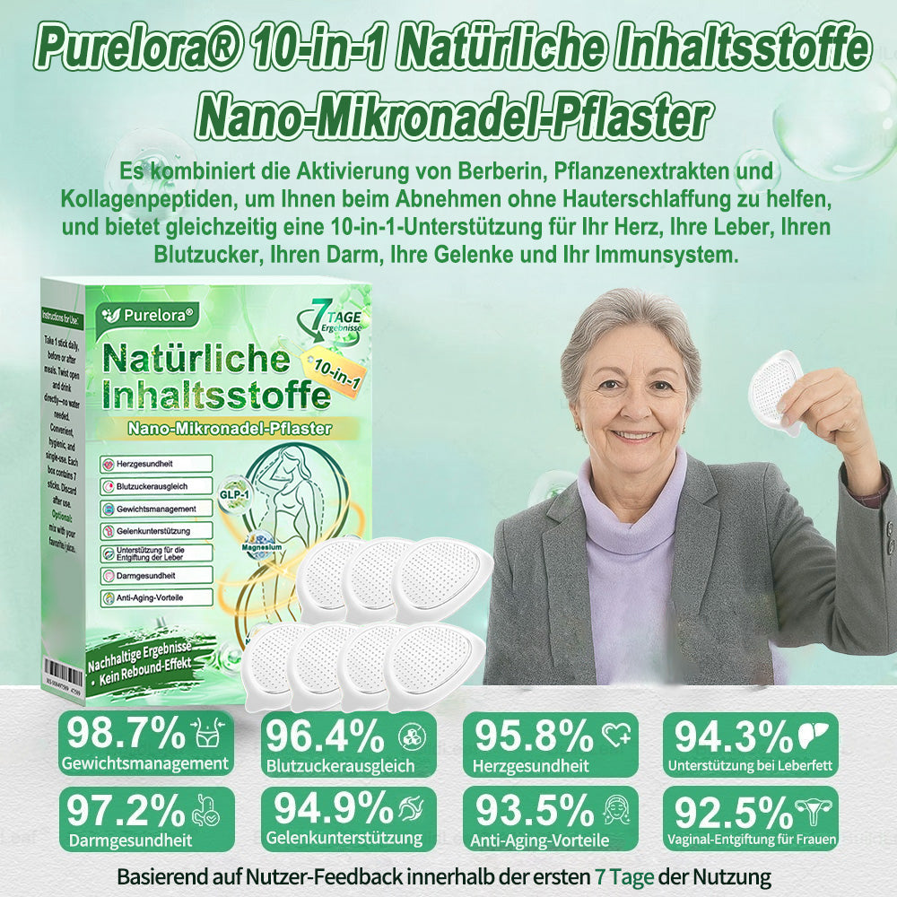 💖𝑶𝒏𝒍𝒊𝒏𝒆-𝑨𝒑𝒐𝒕𝒉𝒆𝒌𝒆💖 | 🌱 Purelora® 10-in-1 Natürliches Inhaltsstoffe Nano-Mikronadel-Pflaster ✅ Unterstützt Gewichtsmanagement, Herz-Kreislauf-Gesundheit, Blutzuckerbalance, Schlaf, Darm- & Gelenkfunktion – strafft die Haut und steigert die Energie.