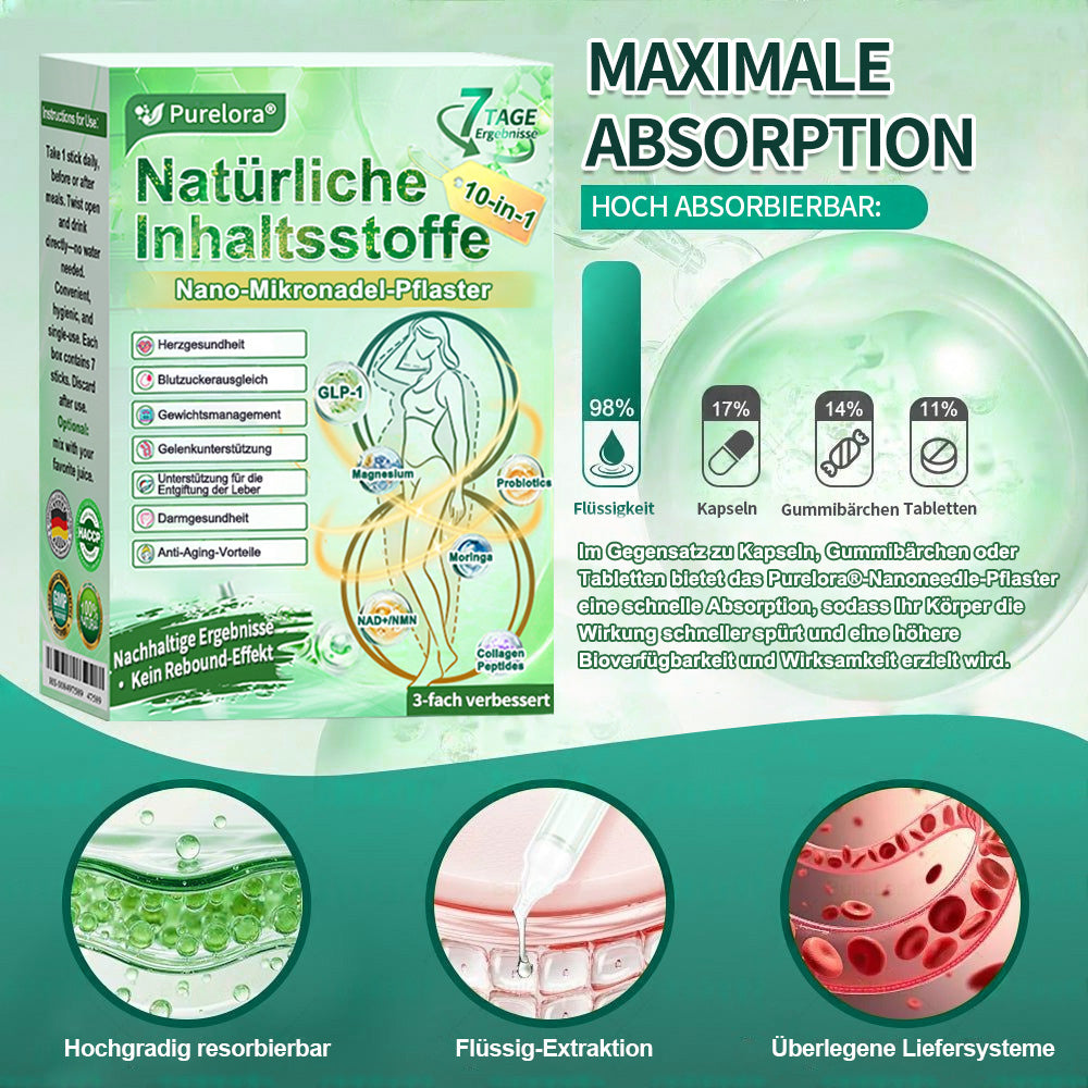💖𝑶𝒏𝒍𝒊𝒏𝒆-𝑨𝒑𝒐𝒕𝒉𝒆𝒌𝒆💖 | 🇩🇪 Purelora® 10-in-1 Natürliches Inhaltsstoffe Nano-Mikronadel-Pflaster ✅ Unterstützt Gewichtsmanagement, Herz-Kreislauf-Gesundheit, Blutzuckerbalance, Schlaf, Darm- & Gelenkfunktion – strafft die Haut und steigert die Energie.