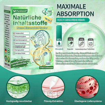 💖𝑶𝒏𝒍𝒊𝒏𝒆-𝑨𝒑𝒐𝒕𝒉𝒆𝒌𝒆💖 | 🇩🇪 Purelora® 10-in-1 Natürliches Inhaltsstoffe Nano-Mikronadel-Pflaster ✅ Unterstützt Gewichtsmanagement, Herz-Kreislauf-Gesundheit, Blutzuckerbalance, Schlaf, Darm- & Gelenkfunktion – strafft die Haut und steigert die Energie.