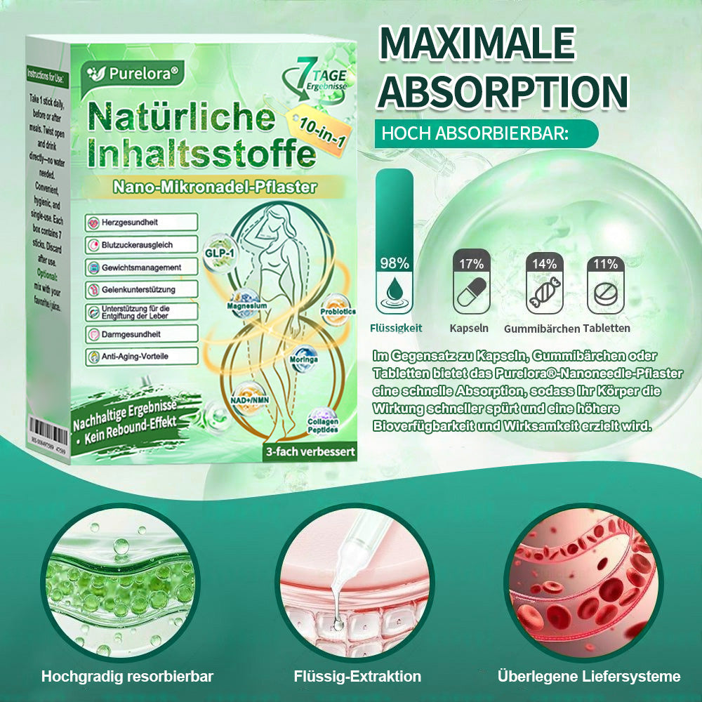 💖𝑶𝒏𝒍𝒊𝒏𝒆-𝑨𝒑𝒐𝒕𝒉𝒆𝒌𝒆💖 | 🌱 Purelora® 10-in-1 Natürliches Inhaltsstoffe Nano-Mikronadel-Pflaster ✅ Unterstützt Gewichtsmanagement, Herz-Kreislauf-Gesundheit, Blutzuckerbalance, Schlaf, Darm- & Gelenkfunktion – strafft die Haut und steigert die Energie.