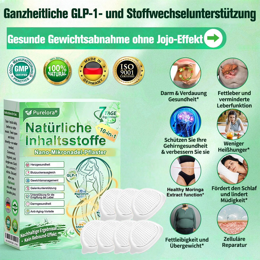 💖𝑶𝒏𝒍𝒊𝒏𝒆-𝑨𝒑𝒐𝒕𝒉𝒆𝒌𝒆💖 | 🇩🇪 Purelora® 10-in-1 Natürliches Inhaltsstoffe Nano-Mikronadel-Pflaster ✅ Unterstützt Gewichtsmanagement, Herz-Kreislauf-Gesundheit, Blutzuckerbalance, Schlaf, Darm- & Gelenkfunktion – strafft die Haut und steigert die Energie.
