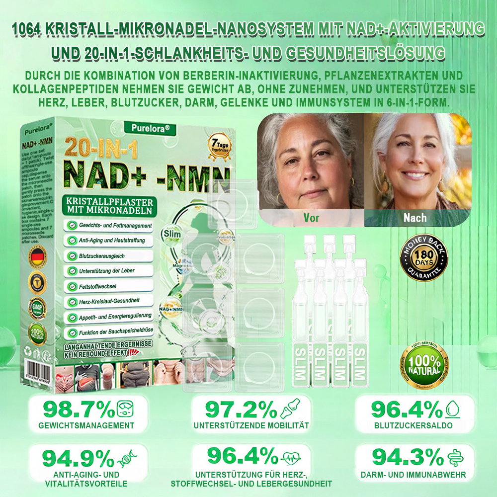 🔥 Neu eingetroffen | Purelora® 1064 Crystal Microneedle Nano-System mit NAD⁺-Aktivierung & 20-in-1 Slim- & Healthy-Patch-Lösung