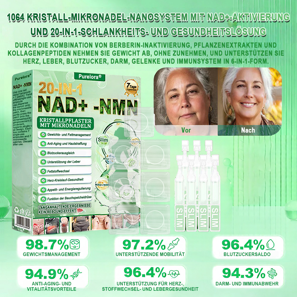 𝑶𝒏𝒍𝒊𝒏𝒆-𝑨𝒑𝒐𝒕𝒉𝒆𝒌𝒆 | 🌱 Purelora® 1064 Crystal Microneedle Nano-System mit NAD⁺-Aktivierung & 20-in-1 Slim- & Healthy-Patch-Lösung