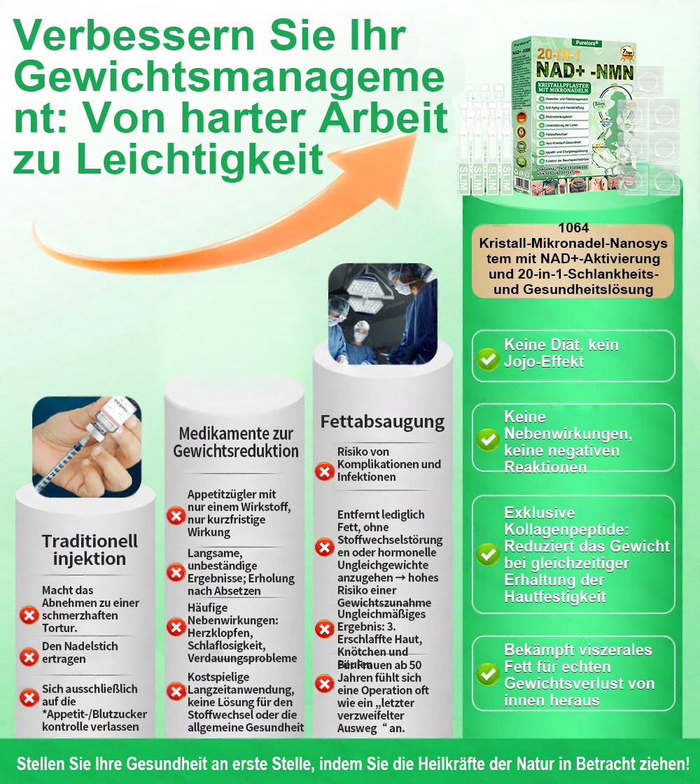 🔥 Neu eingetroffen | Purelora® 1064 Crystal Microneedle Nano-System mit NAD⁺-Aktivierung & 20-in-1 Slim- & Healthy-Patch-Lösung