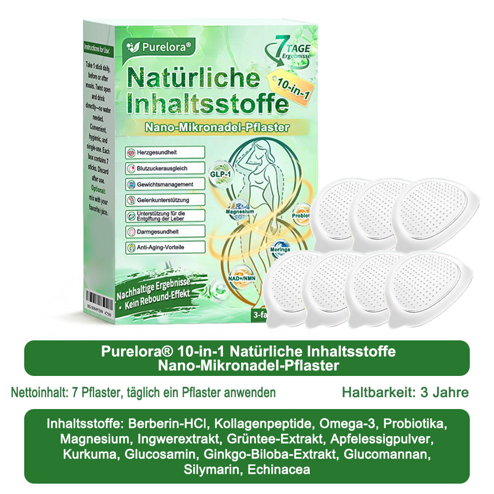 💖𝑶𝒏𝒍𝒊𝒏𝒆-𝑨𝒑𝒐𝒕𝒉𝒆𝒌𝒆💖 | 🌱 Purelora® 10-in-1 Natürliches Inhaltsstoffe Nano-Mikronadel-Pflaster ✅ Unterstützt Gewichtsmanagement, Herz-Kreislauf-Gesundheit, Blutzuckerbalance, Schlaf, Darm- & Gelenkfunktion – strafft die Haut und steigert die Energie.