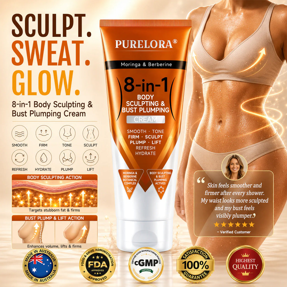 𝐎𝐟𝐟𝐢𝐜𝐢𝐚𝐥 𝐁𝐫𝐚𝐧𝐝 𝐒𝐭𝐨𝐫𝐞 |PURELORA® Moringa & Berberine 8-in-1 Body Sculpting & Bust Plumping Cream Smooth · Firm · Tone · Sculpt · Refresh · Hydrate · Plump · Lift