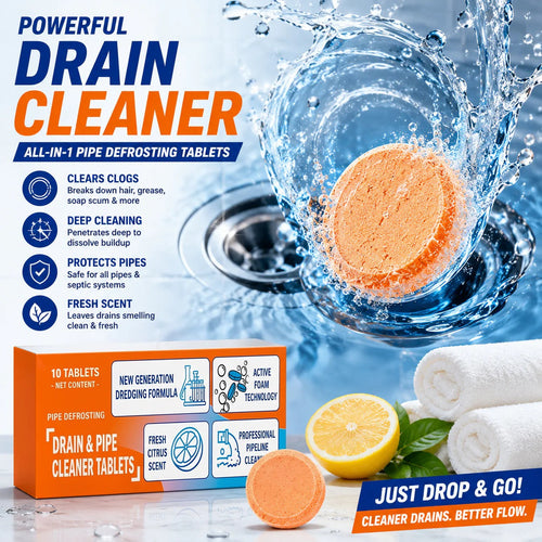🎉 Foaming Drain Cleaner Tablets — Active Oxygen | Eliminates Drain Pests | No Bleach, No Lye, Pipe-Safe